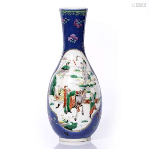 Porcelain baluster vase Chinese, 19th Century painted in famille verte with Guanyin and