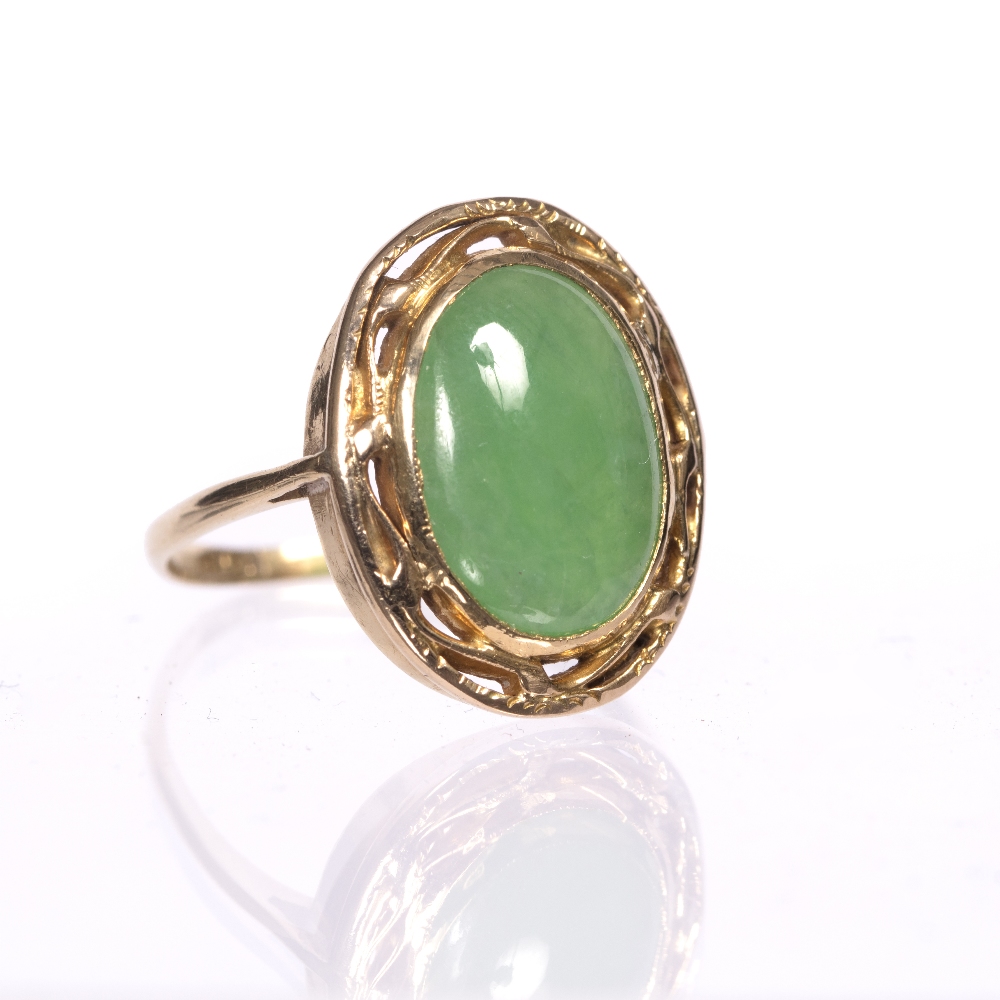 Jade and gold ring Chinese of oval form－【Deal Price Picture】