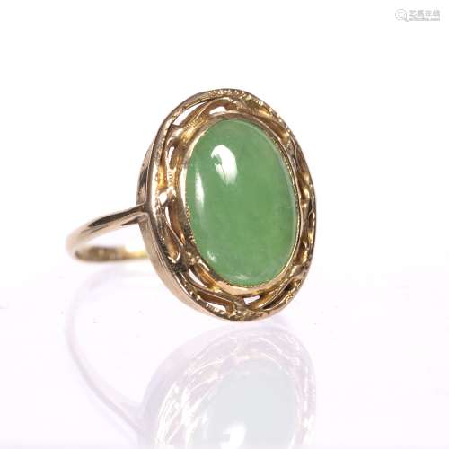 Jade and gold ring Chinese of oval form