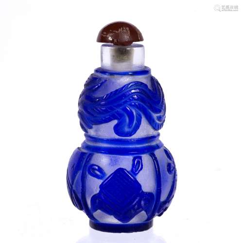 Peking glass scent bottle Chinese, early 20th Century with scroll and other designs 7cm