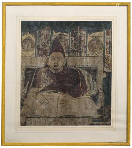 Portrait Tibetan, 19th century painting on fabric, depicting a senior monk 58cm x 49cm