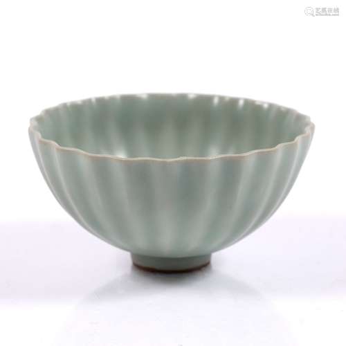 Pale celadon fluted conical bowl Chinese, Longquan, Southern Song 7cm x 14cm Provenance: From a