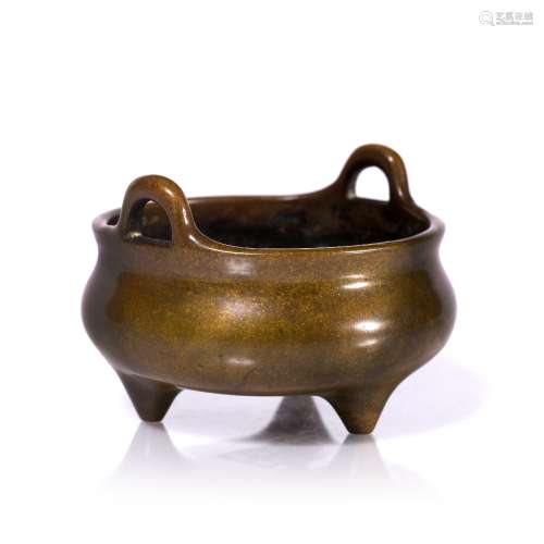 Bronze Censer Chinese, 19th century of light form and plain decoration , Xuande mark to base 10.
