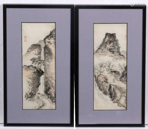 A pair of watercolours Japanese, c1960 by 