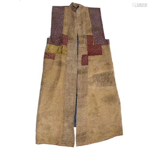 Lama's Robe Tibetan, 17th/18th Century Silk damask with patches of various material in the tradition