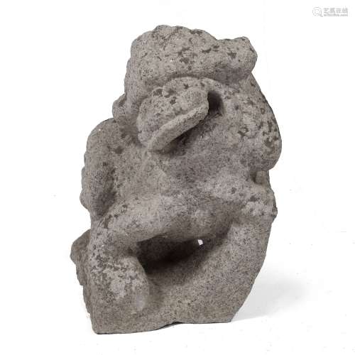 Carved stone temple dog Chinese, 17th/18th Century the weathered figure standing open mouthed 54cm