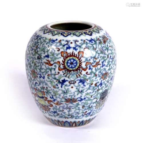 Doucai ovoid vase Chinese, 19th/20th Century decorated with the eight Buddhist symbols of good