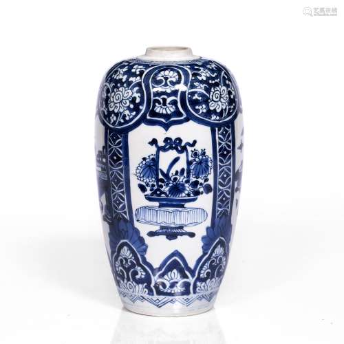 Blue and white vase Chinese, Kangxi (1662-1722) painted in panels of scholars items and