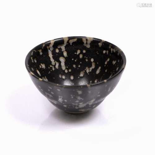 Jizhou ware conical bowl Chinese, Southern Song decorated with an all over black glaze with frost