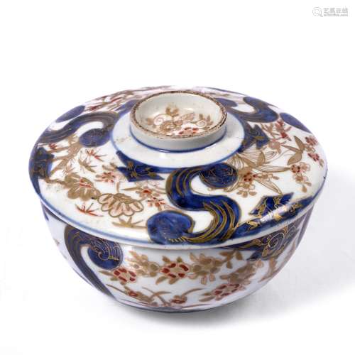 Imari bowl and cover Japanese, circa 1780 decorated in gilt and red with symbolic flowers and