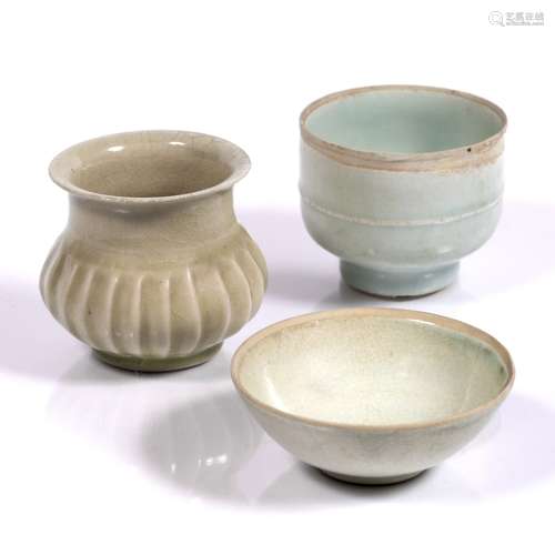 Beaker shaped cup Chinese, Qingbai, Song Dynasty the exterior with a single raised rib, rim and foot