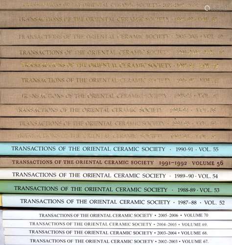 Transactions of the Oriental Ceramic Society 1987-2002 vol. 52 - 66 (15) and four paper bound