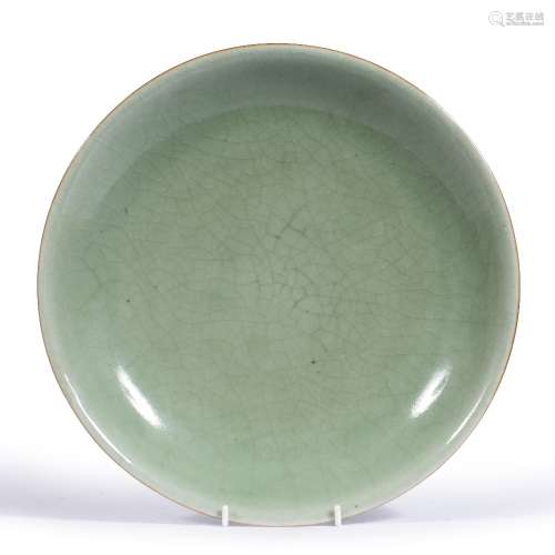 Guan ware style celadon shallow dish Chinese, 19th Century 33cm diameter
