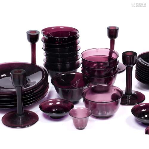 Large collection of Peking glass Chinese, 19th/20th Century amethyst coloured, comprising four