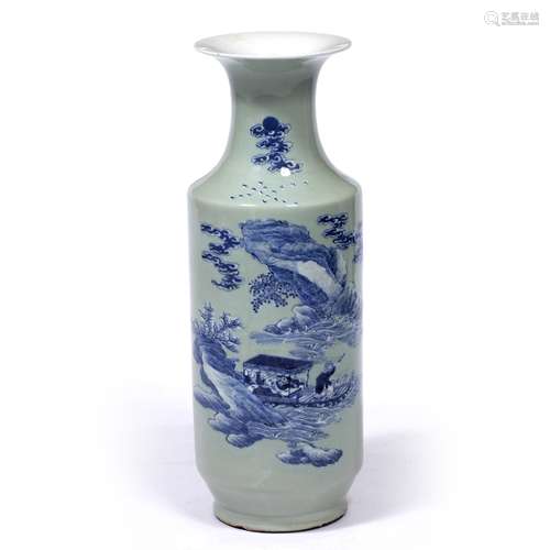 Large celadon vase Chinese, 19th Century with landscape scene 65cm high