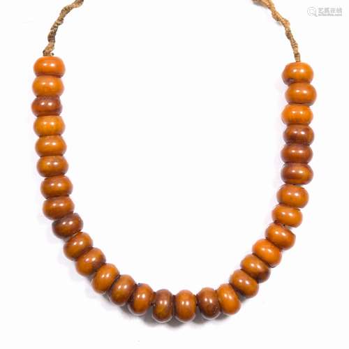 Amber coloured bead necklace Nepalese 36cm long