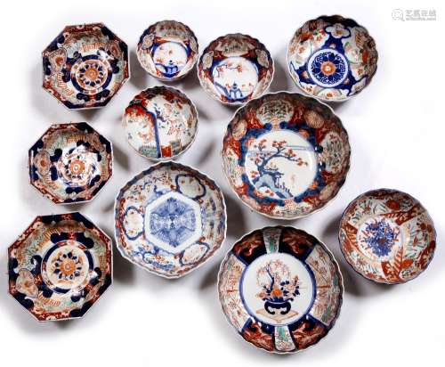 Collection of eleven Imari bowls Japanese, late 19th Century largest 25.5cm