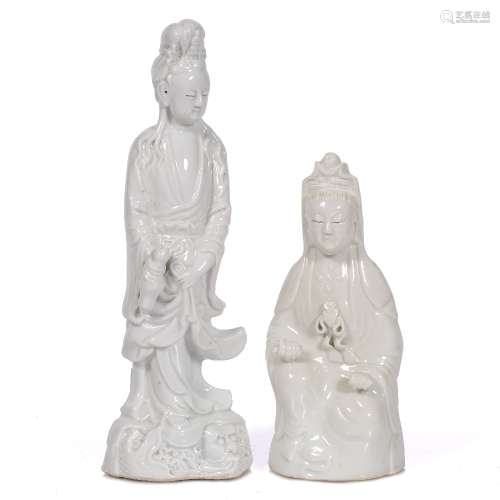 Two models of Guan Yin Chinese, late 19th/20th Century largest 28.5cm