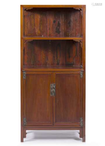 Huanghhuali wood cabinet Chinese, 19th century two shelves over a cupboard approximately 180cm high