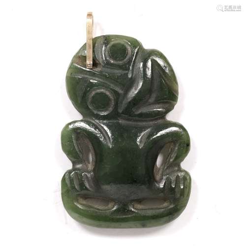 Maori nephrite jade Hei-tiki New Zealand, late 19th Century/early 20th Century the traditional