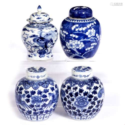 Pair of blue and white porcelain ginger jars Chinese, late 19th Century 14.5cm a Chinese vase and