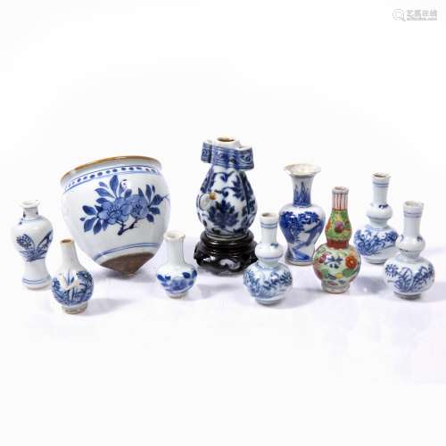 Group of porcelain miniatures Chinese, 19th/20th Century to include various arrow, gourd and other