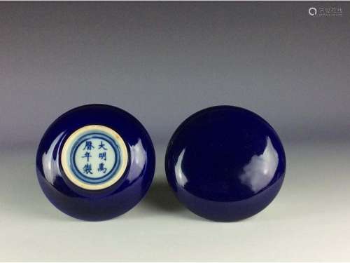 Chinese cobalt blue box, six-character mark