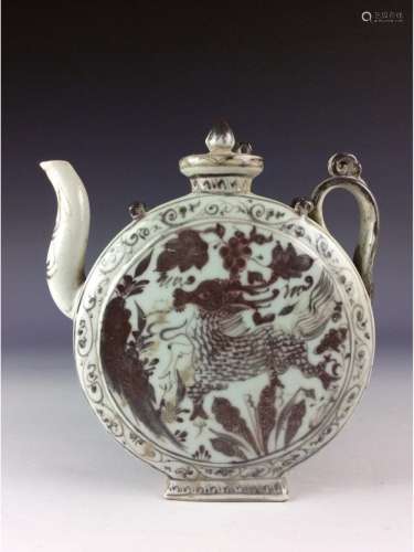 Chinese moon flask kettle with phoenix