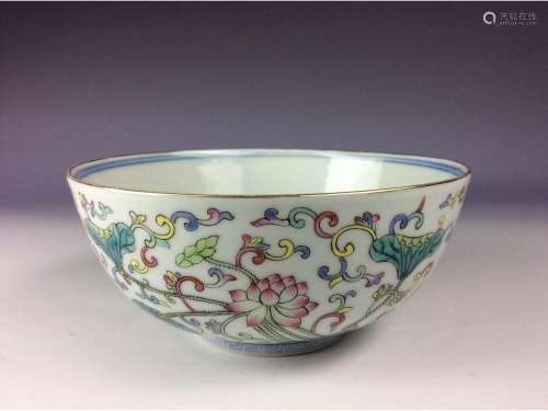 Chinese bowl the exterior and interior have decorative motif marked