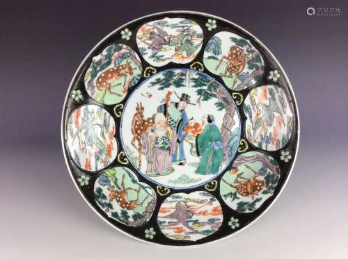 Chinese export porcelain plate with the three gods