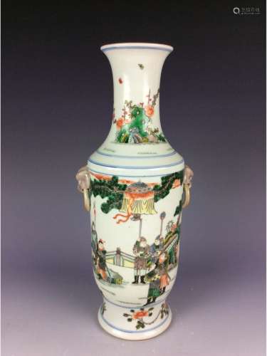 Chinese Kuangxi style porcleian vase, Wucai glaze, decrodated & marked