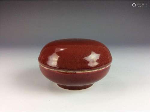 Vintage Chinese red glazed porcelain box