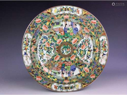 Export Chinese porcelain plate, famille rose glazed, decorated and marked.