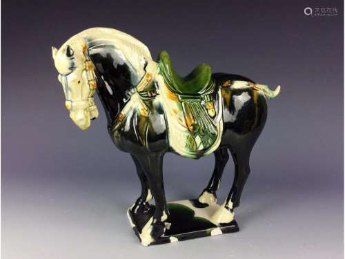 Chinese Tang style horse, Sancai glaze, decrodated