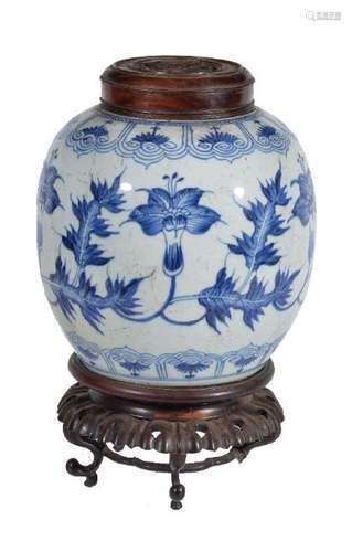 A Chinese blue and white ginger jar