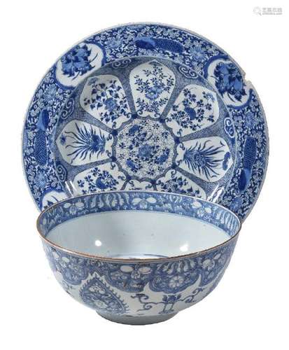 A large Chinese blue and white dish