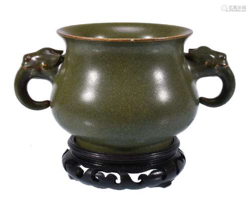 A Chinese 'teadust' glazed censer