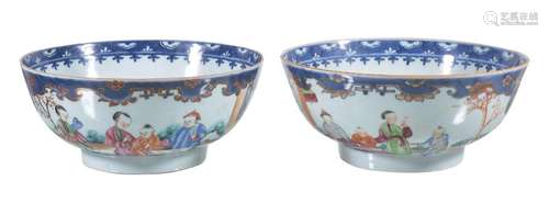 A pair of Chinese Famille Rose bowls