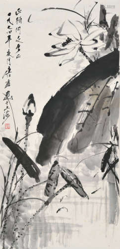 唐云（1910～1994） 1974年作 荷塘消夏 镜片 水墨纸本
