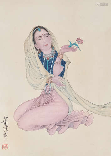 叶浅予（1907～1995） 印度舞女 立轴 设色纸本