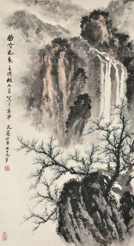 周元亮（1906～1995） 壬戌1982年作 梅岭先春 立轴 设色纸本