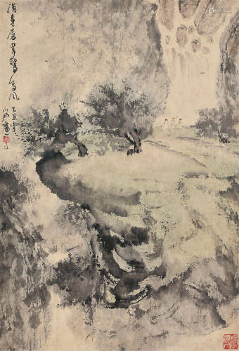 傅小石（1932～2016） 乙丑1985年作 满身苍翠惊高风 镜片 设色纸本