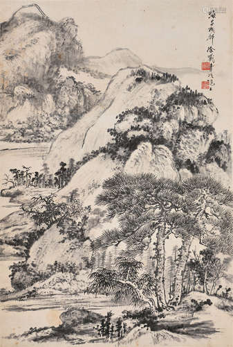 徐曦（？～1945） 山间清趣 立轴 水墨纸本