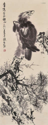 陈维信（1918～1990） 1988年作 鹰 立轴 水墨纸本