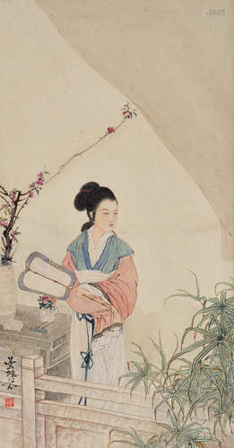 邓芬（1894～1964） 侍女图 立轴 设色纸本