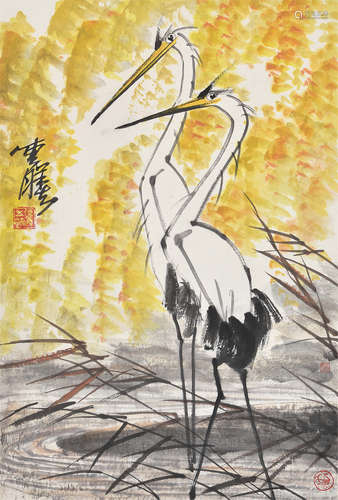 舒传曦（b.1932） 鹭鸶 立轴 设色纸本