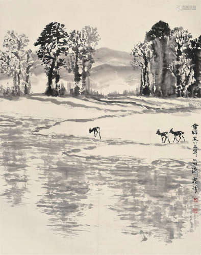方济众（1923～1987） 1983年作 雪后 立轴 水墨纸本