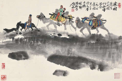 徐庶之（1922～2002） 1987年作 新疆驼队 立轴 设色纸本