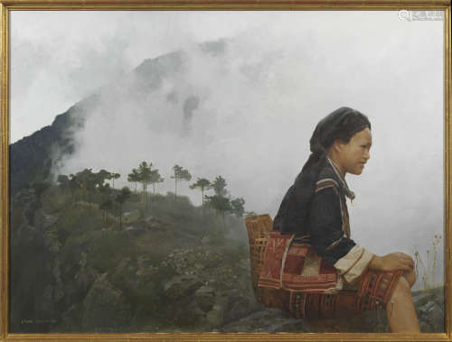 陳衍寧（1945-）    清晨的薄霧    油彩畫布    畫框