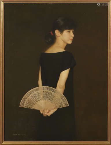 陳衍寧（1945-）    沉香扇之四    油彩畫布    畫框
